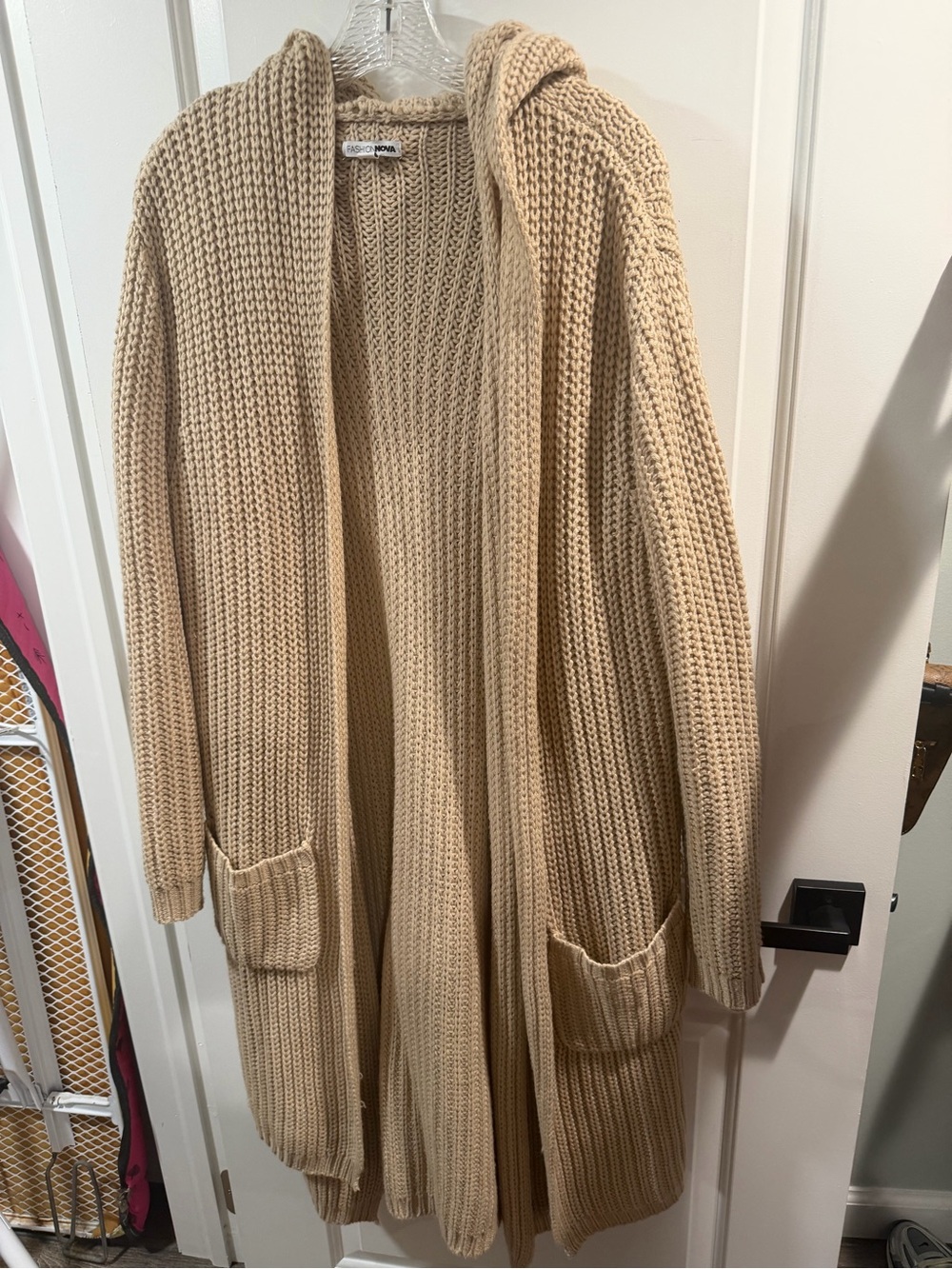 Fashion Nova Chunky Hooded Cardigan Sweater - Tan